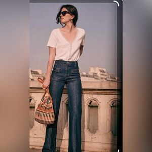 Sezane Madeleine T-shirt Ecru - Size M